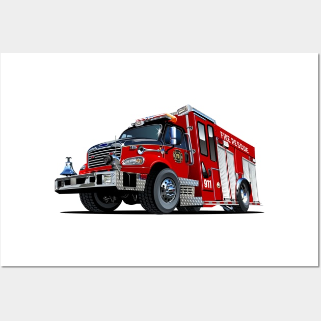 Cartoon firetruck Wall Art by Mechanik